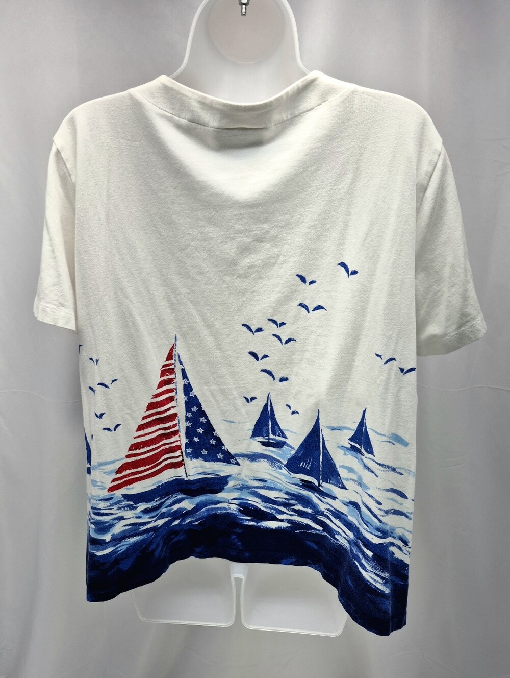 NWOT Alfred Dunner Nautical Sailboat American Flag Knit Tee Shirt XL Patriotic - Picture 2 of 6